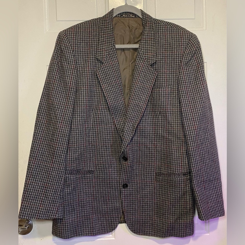 Louis Raphael Italy Gray Tweed Wool Poly Cashmere Blend Blazer 44” Chest Coat